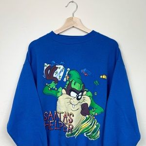 Vintage 90’s Looney Tunes Taz Christmas Elf Crewneck Sweatshirt